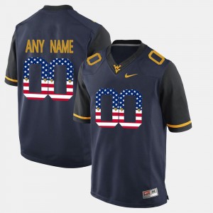 Men's US Flag Fashion #00 Mountaineers college Customized Jersey - Blue