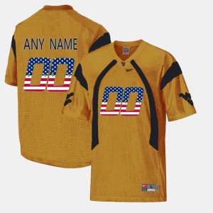 Mens #00 Mountaineers US Flag Fashion college Custom Jersey - Gold