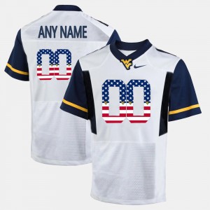 Mens West Virginia US Flag Fashion #00 college Custom Jerseys - White