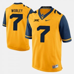 Men West Virginia Mountaineers #7 Alumni Football Game Daryl Worley college Jersey - Gold