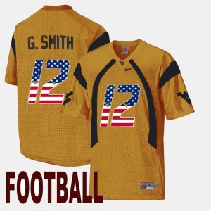 Mens Mountaineers #12 US Flag Fashion Geno Smith college Jersey - Gold