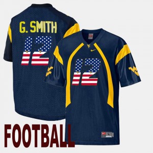 Men's #12 Geno Smith college Jersey - Navy US Flag Fashion West Virginia University