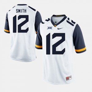 Men's Alumni Football Game #12 Mountaineers Geno Smith college Jersey - White