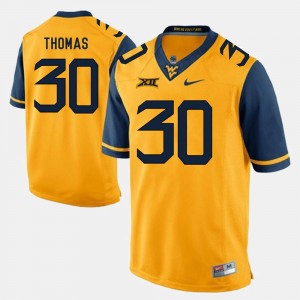 Mens #30 WVU Alumni Football Game J.T. Thomas college Jersey - Gold