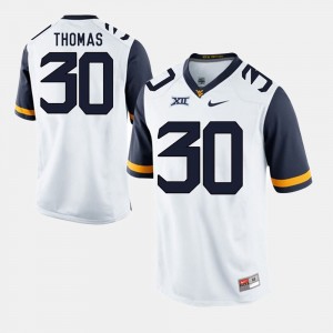 Men's WVU Alumni Football Game #30 J.T. Thomas college Jersey - White