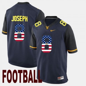 Men's US Flag Fashion #8 West Virginia University Karl Joseph college Jersey - Navy