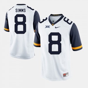 Men Alumni Football Game #8 WVU Marcus Simms college Jersey - White