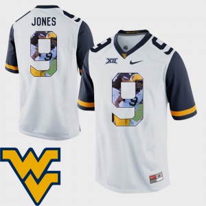 Men's WVU #9 Football Pictorial Fashion Adam Jones college Jersey - White