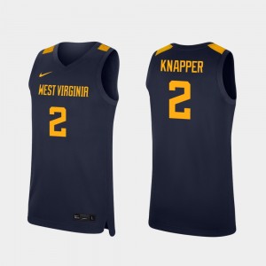 Mens Mountaineers #2 Basketball Replica Brandon Knapper college Jersey - Navy