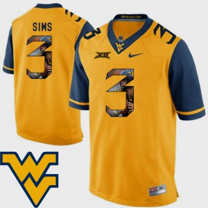 Men's West Virginia Mountaineers Pictorial Fashion #3 Football Charles Sims college Jersey - Gold