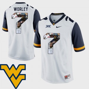 Men Football West Virginia University Pictorial Fashion #7 Daryl Worley college Jersey - White