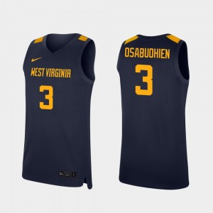 Men #3 Basketball Replica West Virginia University Gabe Osabuohien college Jersey - Navy