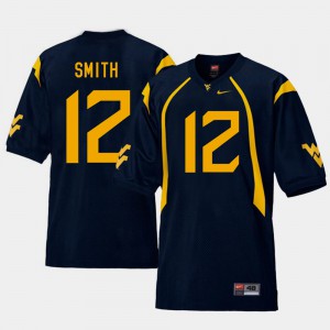 Men's Replica Football #12 Mountaineers Geno Smith college Jersey - Navy