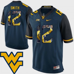 Men Football Pictorial Fashion #12 Mountaineers Geno Smith college Jersey - Navy