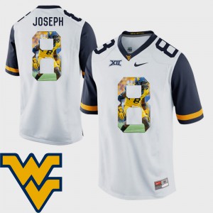 Men's #8 WVU Football Pictorial Fashion Karl Joseph college Jersey - White