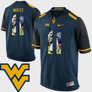 Men West Virginia Mountaineers Football #11 Pictorial Fashion Kevin White college Jersey - Navy