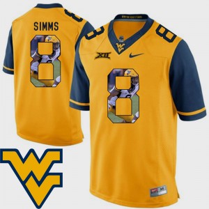 Men Pictorial Fashion Football West Virginia Mountaineers #8 Marcus Simms college Jersey - Gold