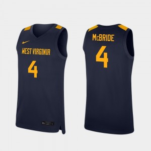 Men's Basketball #4 West Virginia Mountaineers Replica Miles McBride college Jersey - Navy