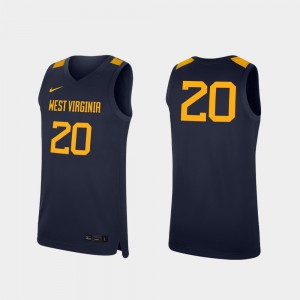 Men's Basketball Replica #20 West Virginia University college Jersey - Navy