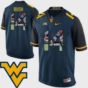 Men's #14 Pictorial Fashion Football West Virginia Mountaineers Tevin Bush college Jersey - Navy