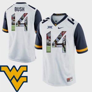 Mens Football Pictorial Fashion West Virginia University #14 Tevin Bush college Jersey - White