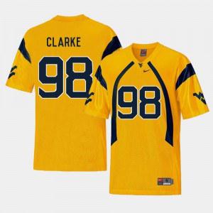 Men Football #98 Replica West Virginia University Will Clarke college Jersey - Gold