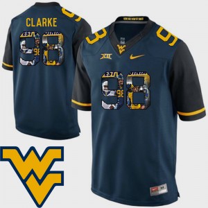 Men's Pictorial Fashion WVU #98 Football Will Clarke college Jersey - Navy