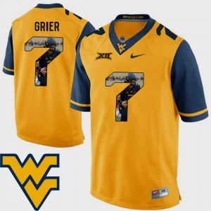 Men's #7 Pictorial Fashion West Virginia University Football Will Grier college Jersey - Gold