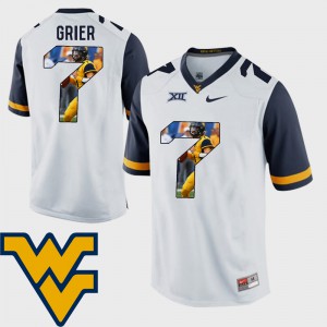 Men's #7 West Virginia Mountaineers Football Pictorial Fashion Will Grier college Jersey - White