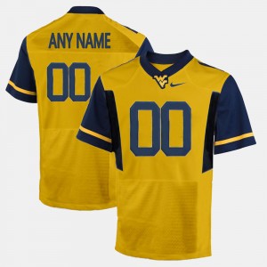 Men's West Virginia University Limited Football #00 college Custom Jerseys - Gold