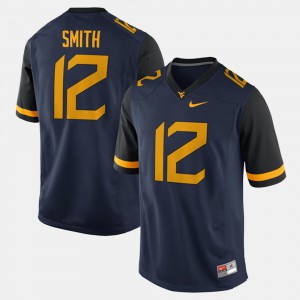 Men's #12 West Virginia Alumni Football Game Geno Smith college Jersey - Navy