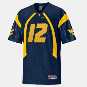 Youth(Kids) #12 West Virginia Football Geno Smith college Jersey - Blue