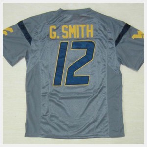 Kids Football Mountaineers #12 Geno Smith college Jersey - Gray