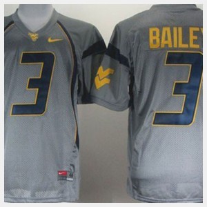 Youth(Kids) #3 Football West Virginia Stedman Bailey college Jersey - Gray