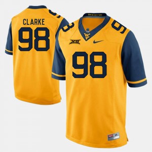 Men's #98 Alumni Football Game West Virginia Mountaineers Will Clarke college Jersey - Gold