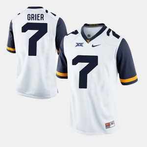 Men's #7 Alumni Football Game Mountaineers Will Grier college Jersey - White