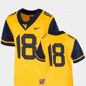 Kids Team Replica #18 Football WVU college Jersey - Gold