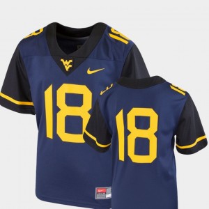 Youth(Kids) WV #18 Team Replica Football college Jersey - Navy