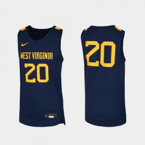 Kids Basketball #20 Replica WVU college Jersey - Navy